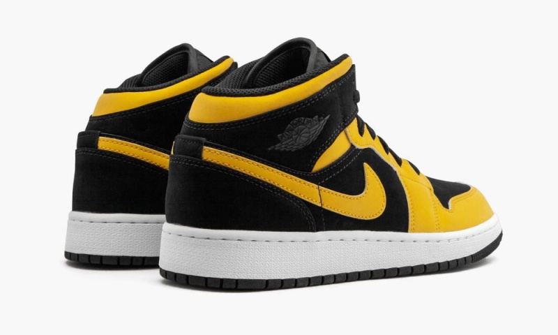 Nike Air Jordan 1 Mid GS Schoenen Kinderen Wit Zwart Goud Nederland | 032684-WZP