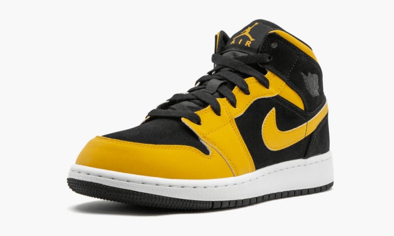 Nike Air Jordan 1 Mid GS Schoenen Kinderen Wit Zwart Goud Nederland | 032684-WZP