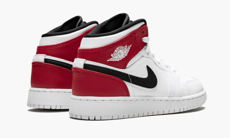 Nike Air Jordan 1 Mid (GS) Schoenen Kinderen Wit Zwart Rood Nederland | 613045-HTR