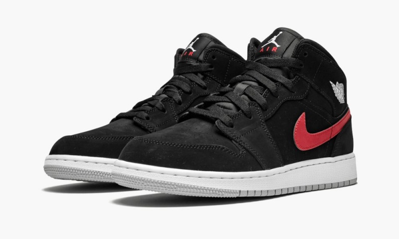 Nike Air Jordan 1 Mid (GS) Schoenen Kinderen Zwart Rood Nederland | 971652-UXH