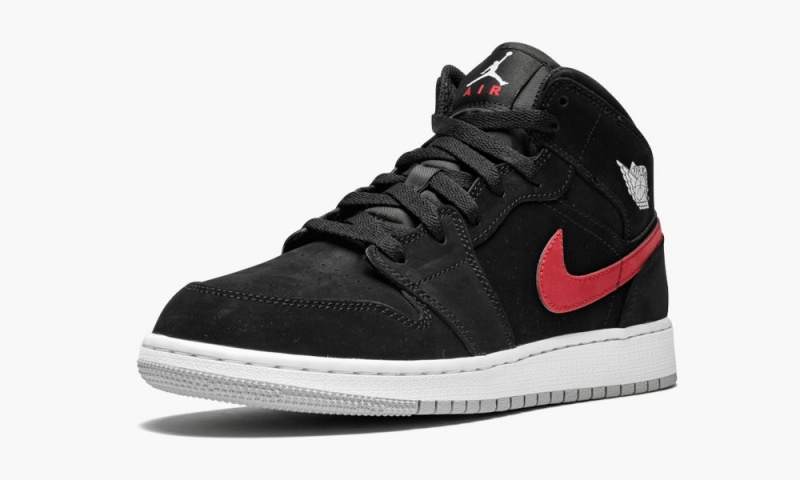 Nike Air Jordan 1 Mid (GS) Schoenen Kinderen Zwart Rood Nederland | 971652-UXH
