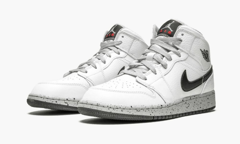 Nike Air Jordan 1 Mid (GS) Schoenen Kinderen Wit Zwart Grijs Nederland | 592843-AGH