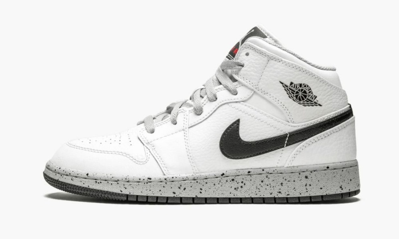 Nike Air Jordan 1 Mid (GS) Schoenen Kinderen Wit Zwart Grijs Nederland | 592843-AGH