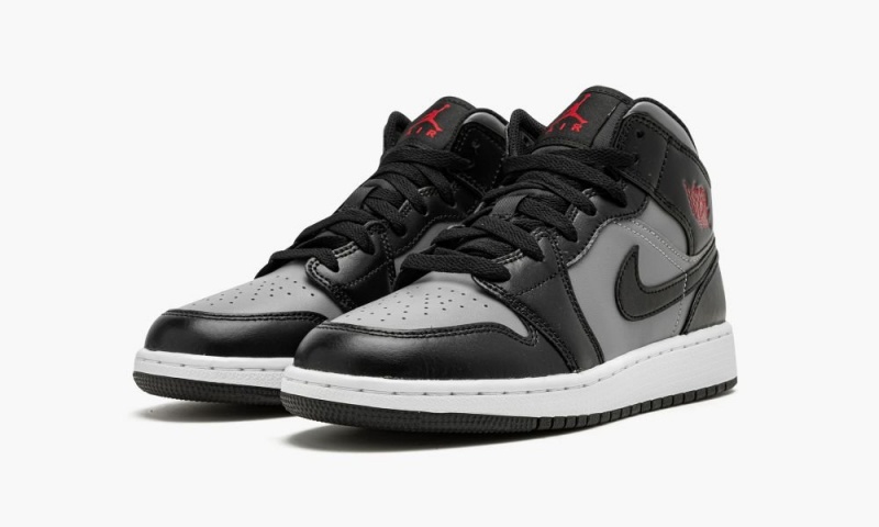 Nike Air Jordan 1 Mid GS 'Shadow / Red' Schoenen Kinderen Zwart Rood Grijs Nederland | 598104-WEQ