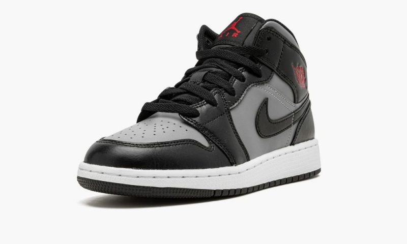 Nike Air Jordan 1 Mid GS 'Shadow / Red' Schoenen Kinderen Zwart Rood Grijs Nederland | 598104-WEQ