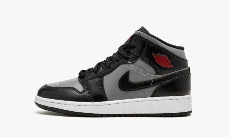 Nike Air Jordan 1 Mid GS \'Shadow / Red\' Schoenen Kinderen Zwart Rood Grijs Nederland | 598104-WEQ