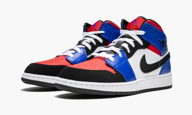 Nike Air Jordan 1 Mid (GS) 'Top 3' Schoenen Kinderen Wit Zwart Koningsblauw Nederland | 029681-NYG
