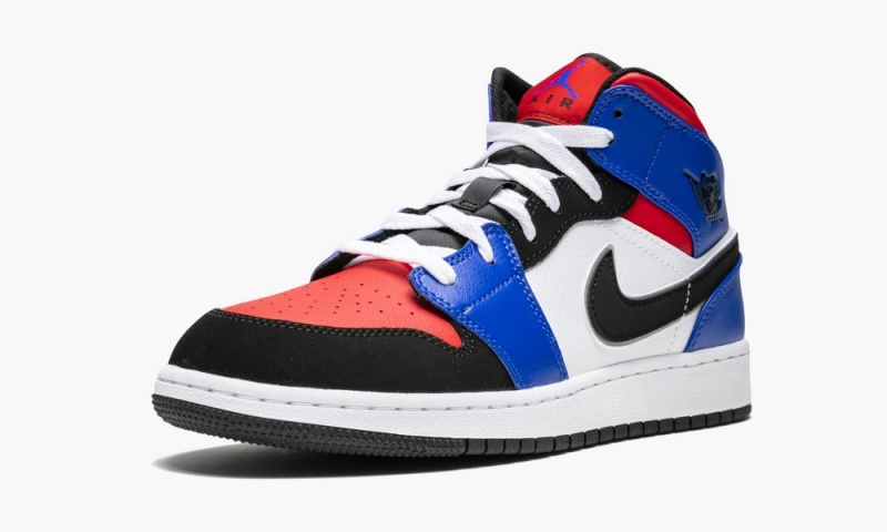 Nike Air Jordan 1 Mid (GS) 'Top 3' Schoenen Kinderen Wit Zwart Koningsblauw Nederland | 029681-NYG