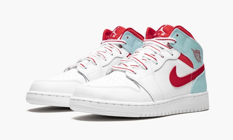 Nike Air Jordan 1 Mid (GS) 'Topaz Mist' Schoenen Kinderen Wit Rood Nederland | 028341-KSU