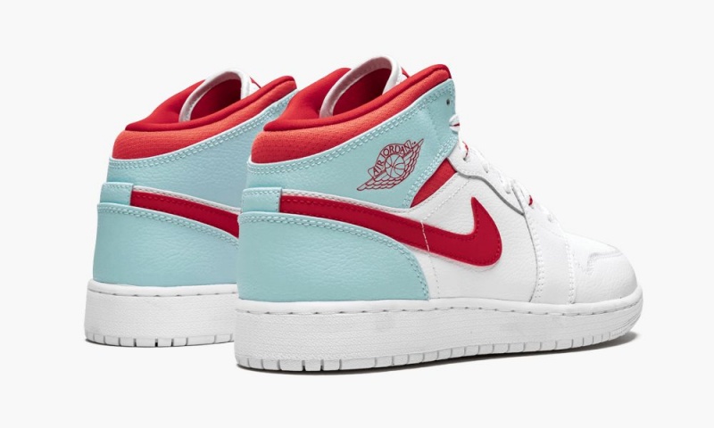 Nike Air Jordan 1 Mid (GS) 'Topaz Mist' Schoenen Kinderen Wit Rood Nederland | 028341-KSU