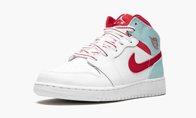 Nike Air Jordan 1 Mid (GS) 'Topaz Mist' Schoenen Kinderen Wit Rood Nederland | 028341-KSU