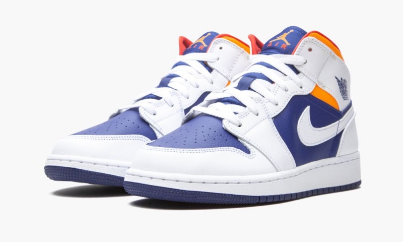Nike Air Jordan 1 Mid GS 'White Deep Royal Blue' Schoenen Kinderen Wit Oranje Nederland | 928631-VXY