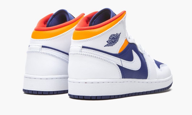 Nike Air Jordan 1 Mid GS 'White Deep Royal Blue' Schoenen Kinderen Wit Oranje Nederland | 928631-VXY