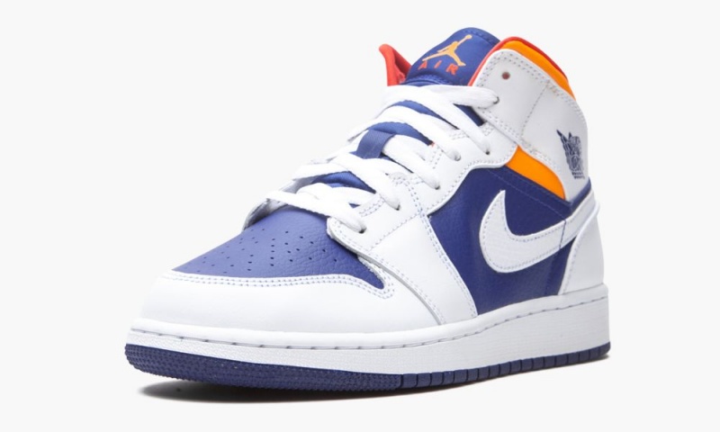 Nike Air Jordan 1 Mid GS 'White Deep Royal Blue' Schoenen Kinderen Wit Oranje Nederland | 928631-VXY