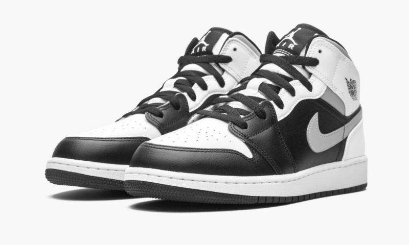 Nike Air Jordan 1 Mid GS 'White Shadow' Schoenen Kinderen Zwart Wit Grijs Nederland | 013978-DEM