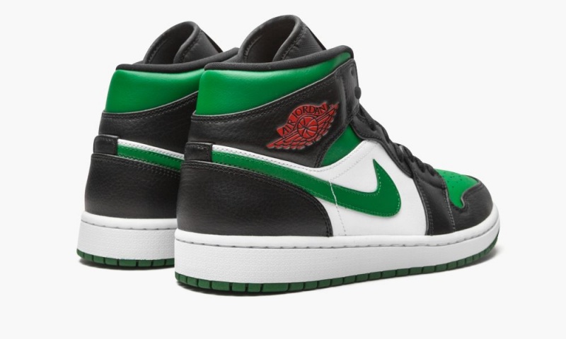 Nike Air Jordan 1 Mid 'Green Neus' Schoenen Heren Zwart Rood Wit Diepgroen Nederland | 021638-ARM