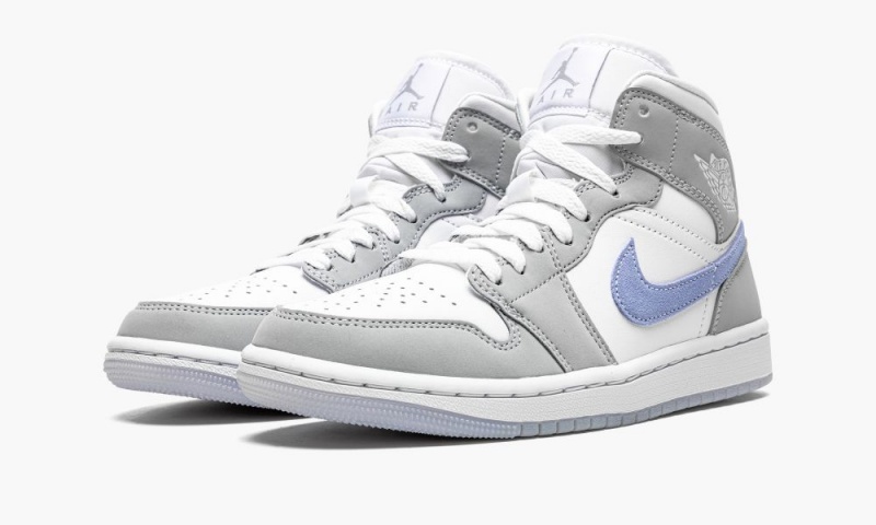 Nike Air Jordan 1 Mid 'Grey Blue' Schoenen Dames Wit Grijs Nederland | 347802-GVK