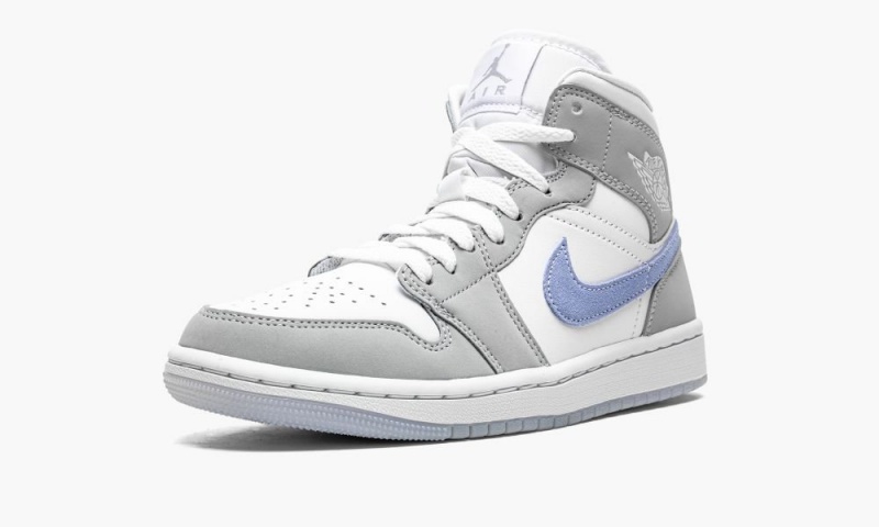 Nike Air Jordan 1 Mid 'Grey Blue' Schoenen Dames Wit Grijs Nederland | 347802-GVK