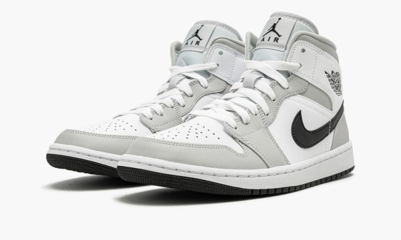 Nike Air Jordan 1 Mid 'Grey Fog' Schoenen Dames Grijs Zwart Wit Nederland | 286713-HQP