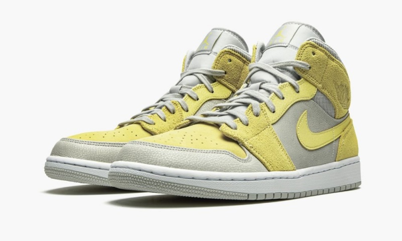Nike Air Jordan 1 Mid 'Grey Fog / Lemon Wash' Schoenen Heren Citroen Lichtturkoois Wit Nederland | 319285-XTD