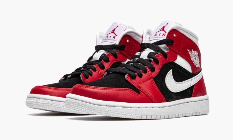 Nike Air Jordan 1 Mid 'Gym Red / Black' Schoenen Dames Rood Wit Zwart Nederland | 048691-HPF