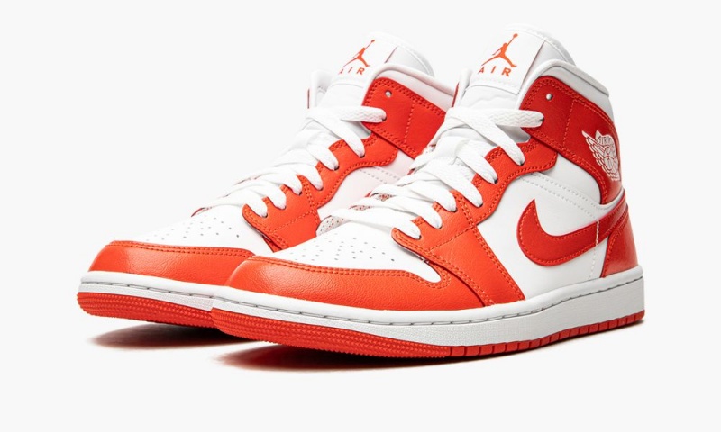 Nike Air Jordan 1 Mid 'Habanero Red' Schoenen Dames Wit Rood Wit Nederland | 768531-QWT