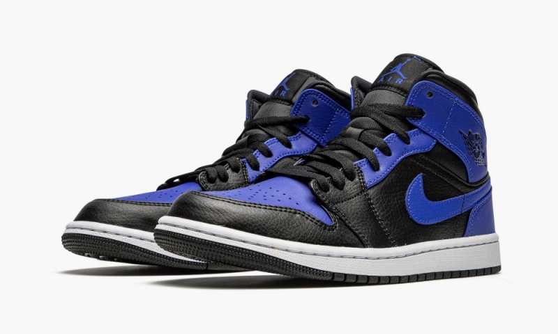 Nike Air Jordan 1 Mid 'Hyper Royal' Schoenen Heren Zwart Koningsblauw Wit Nederland | 094256-DEC