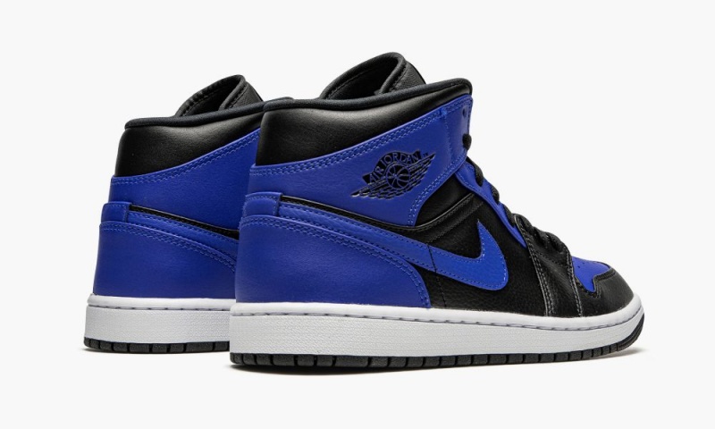 Nike Air Jordan 1 Mid 'Hyper Royal' Schoenen Heren Zwart Koningsblauw Wit Nederland | 094256-DEC