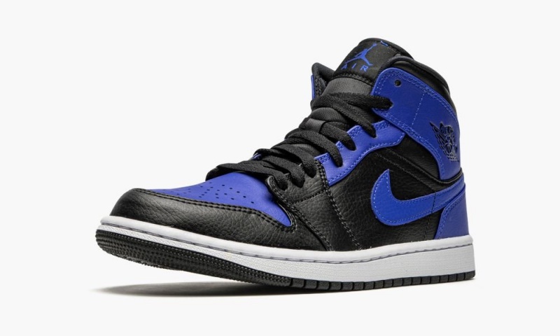 Nike Air Jordan 1 Mid 'Hyper Royal' Schoenen Heren Zwart Koningsblauw Wit Nederland | 094256-DEC