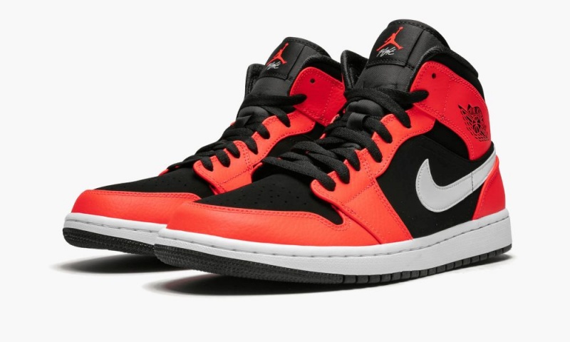 Nike Air Jordan 1 Mid 'Infrared 23' Schoenen Heren Zwart Wit Rood Nederland | 159746-CZV