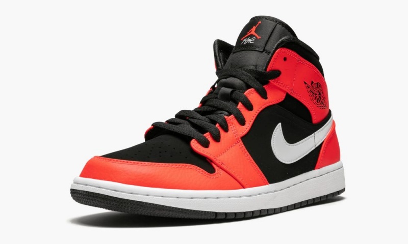 Nike Air Jordan 1 Mid 'Infrared 23' Schoenen Heren Zwart Wit Rood Nederland | 159746-CZV