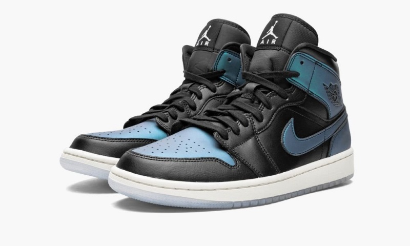 Nike Air Jordan 1 Mid 'Iridescent' Schoenen Dames Zwart Wit Gekleurd Nederland | 249318-TNB