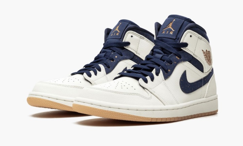 Nike Air Jordan 1 Mid Jeter Schoenen Heren Bruin Donkerblauw Nederland | 180359-XVA