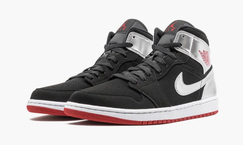 Nike Air Jordan 1 Mid 'Johnny Kilroy' Schoenen Heren Zwart Rood Metal Zilver Nederland | 068351-OLT