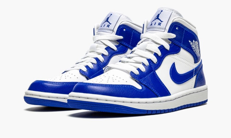 Nike Air Jordan 1 Mid 'Kentucky Blue' Schoenen Dames Wit Koningsblauw Wit Nederland | 205193-FBT
