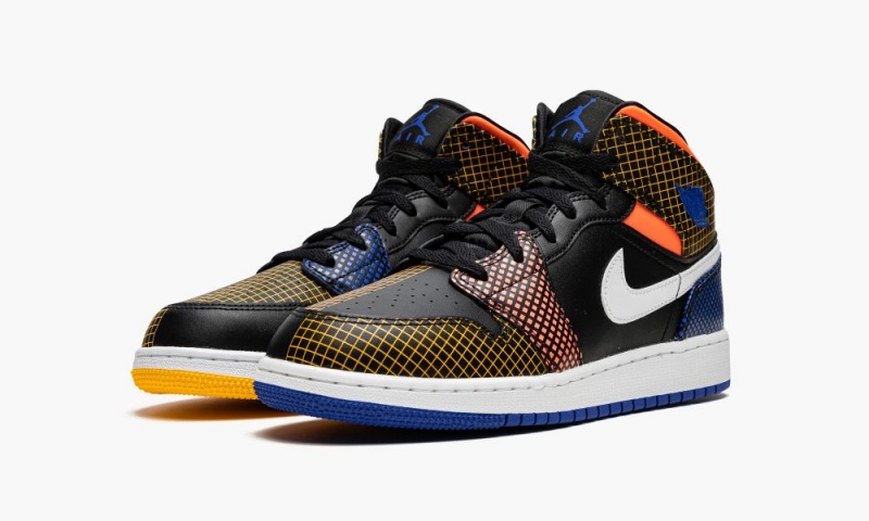 Nike Air Jordan 1 Mid MMD (GS) Schoenen Kinderen Zwart Wit Koningsblauw Nederland | 701496-SZM