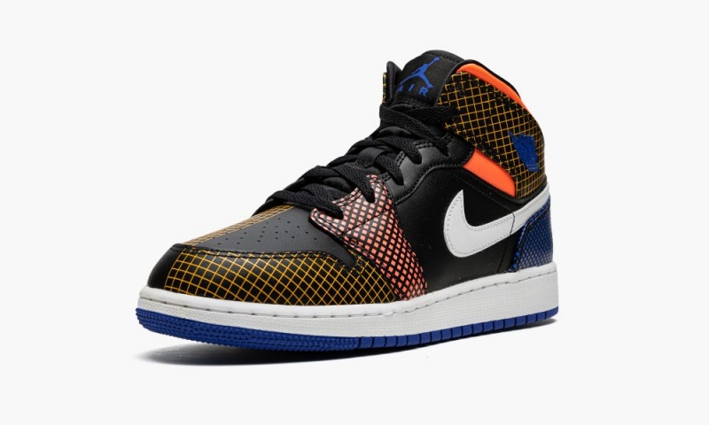Nike Air Jordan 1 Mid MMD (GS) Schoenen Kinderen Zwart Wit Koningsblauw Nederland | 701496-SZM