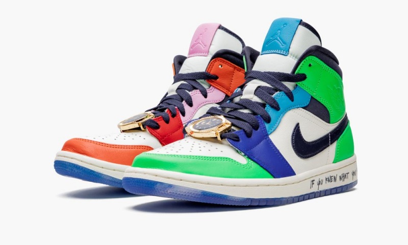 Nike Air Jordan 1 Mid 'Melody Ehsani - Fearless' Schoenen Dames Wit Zwart Blauw Nederland | 920785-WEN