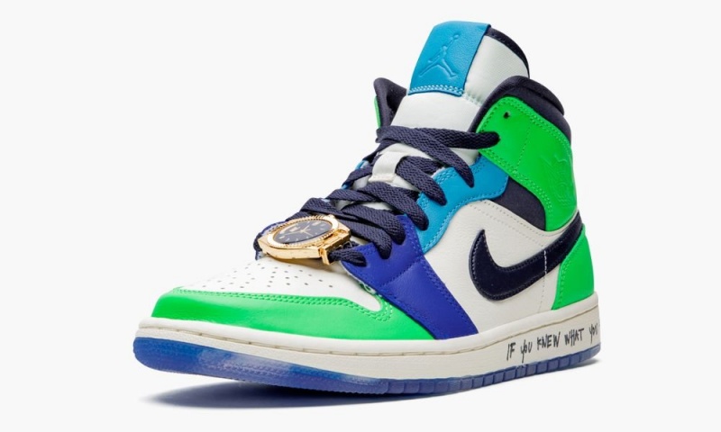 Nike Air Jordan 1 Mid 'Melody Ehsani - Fearless' Schoenen Dames Wit Zwart Blauw Nederland | 920785-WEN