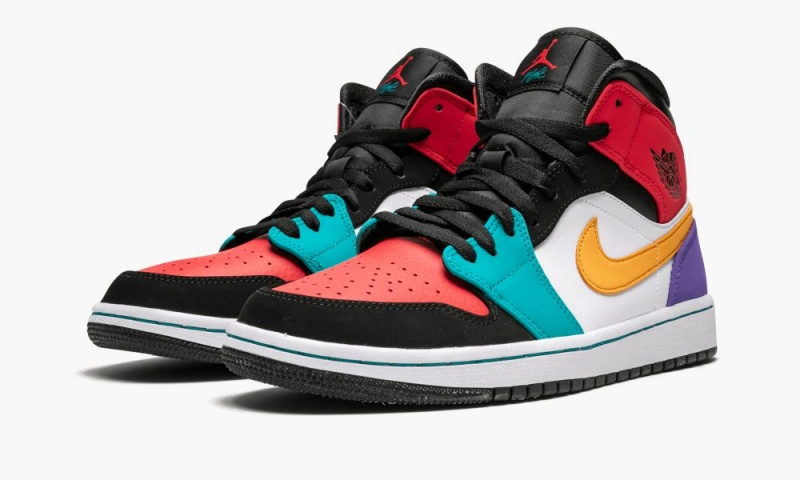 Nike Air Jordan 1 Mid 'Multicolor' Schoenen Heren Wit Rood Zwart Nederland | 142965-BPA