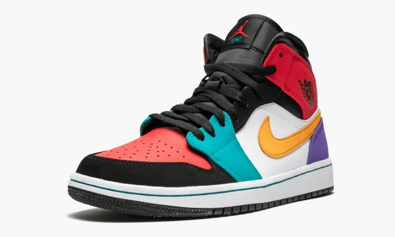 Nike Air Jordan 1 Mid 'Multicolor' Schoenen Heren Wit Rood Zwart Nederland | 142965-BPA
