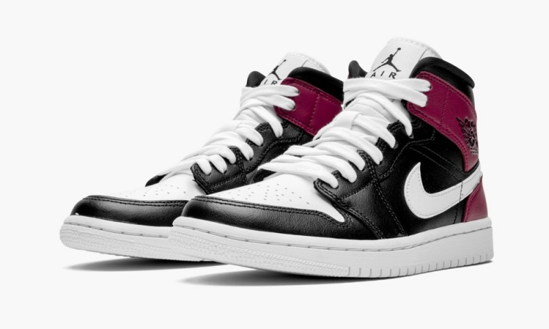 Nike Air Jordan 1 Mid 'Noble Red' Schoenen Dames Zwart Wit Rood Nederland | 706391-DRM
