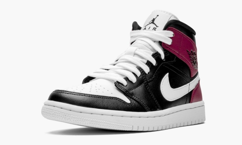 Nike Air Jordan 1 Mid 'Noble Red' Schoenen Dames Zwart Wit Rood Nederland | 706391-DRM