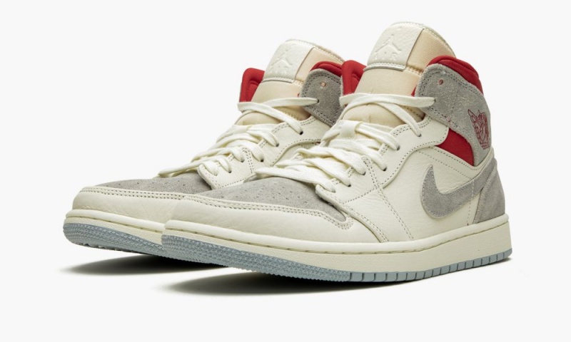 Nike Air Jordan 1 Mid PRM 'Sneakersnstuff 20th anniversary' Schoenen Heren Grijs Rood Wit Nederland | 624753-IFN
