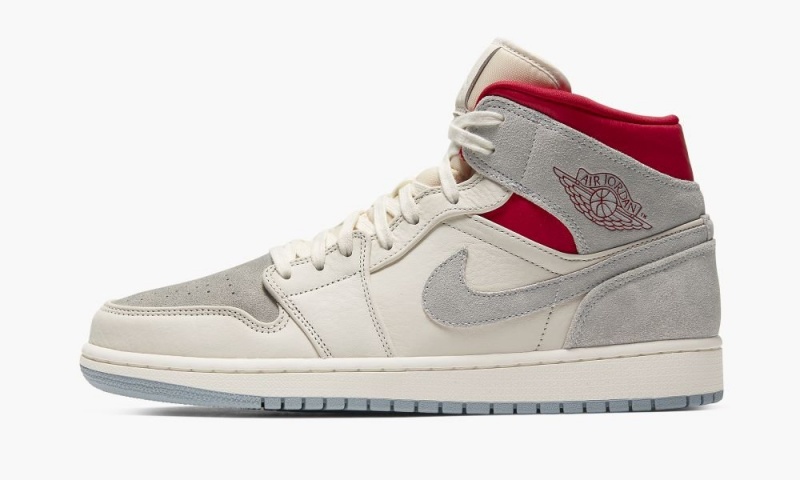 Nike Air Jordan 1 Mid PRM \'Sneakersnstuff 20th anniversary\' Schoenen Heren Grijs Rood Wit Nederland | 624753-IFN