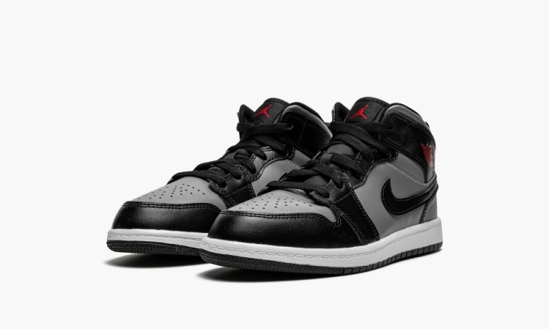 Nike Air Jordan 1 Mid PS 'Black / Shadow Grey' Schoenen Kinderen Zwart Rood Grijs Nederland | 298763-FOX