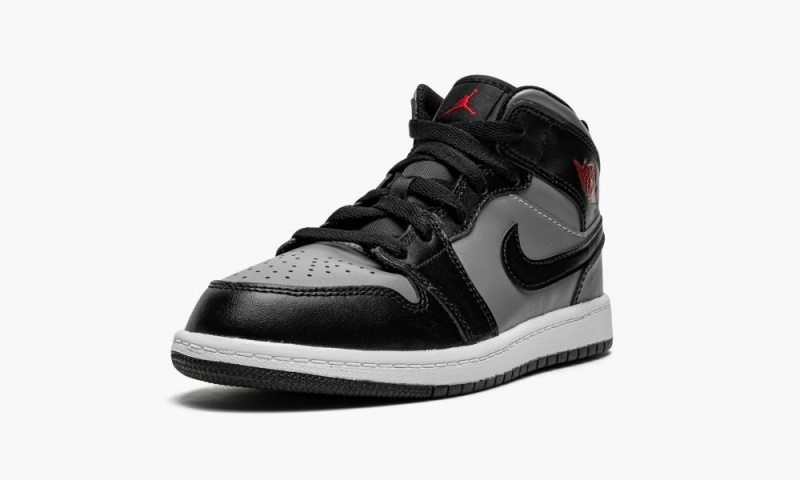 Nike Air Jordan 1 Mid PS 'Black / Shadow Grey' Schoenen Kinderen Zwart Rood Grijs Nederland | 298763-FOX