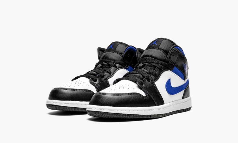 Nike Air Jordan 1 Mid PS 'Black / White/ Racer Blue' Schoenen Kinderen Wit Blauw Zwart Nederland | 960721-CVI