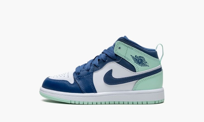 Nike Air Jordan 1 Mid PS \'Blue Mint\' Schoenen Kinderen Donkerblauw Mintgroen Wit Nederland | 273189-JXK