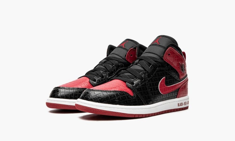 Nike Air Jordan 1 Mid PS 'Bred Text' Schoenen Kinderen Zwart Rood Wit Nederland | 834651-EIZ